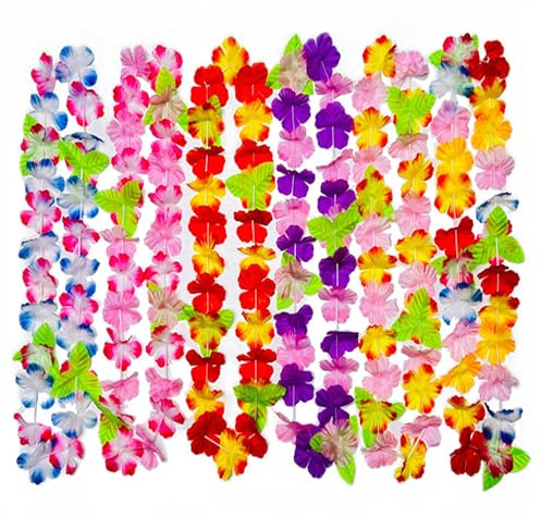 JAADU 30 Piezas Guirnaldas Hawaianas Flores, Decoraciones de Fiesta Hawaiana Leis para Tropical Tema de Playa Decoraciones para Fiestas