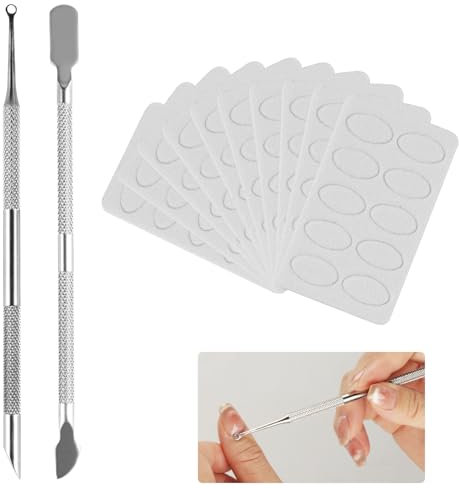 2 PcsCuticle Pusher, Dual Ended Nail Cuticle Remover, Nail Care Polish Remover Manicure Cuticle Pusher Tools, Stainless SteelCuticle Sticks Trimmer for Manicure Pedicure Tools with 10 Sandpaper