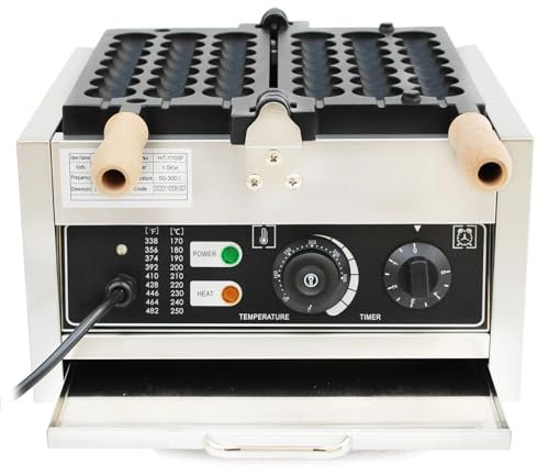 Bubble Waffle Maker, 1500W Non-Stick Waffle Ball Iron, Double Heating Waffle Egg Cake Machine with Time & Temp Control for Home Kitchen Snack