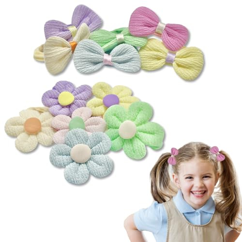 SJUIEO 12 Pack Kids Headbands - Soft Elastic Non-Slip Headbands for Girls Cute Flower Bow Design Ponytail Hair Accessories for Girls