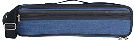 16 Håls 17 Håls Flöjtväska Set Cross Body Bärande Valfritt Svart och Blått Läderfodral