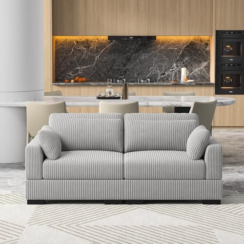 WOBOPCG Divano 2 Posti, DIvano Componibile in Velluto a Coste DIvano Imbottiti Divani Modulari Salotto Divani Due Posti con Cuscini DIvani Bassi DiVano Letto Poltrona Lounge (Grigio, 2 posti)