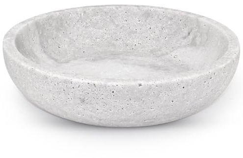 JTKDG Travertine Decorative Bowls, Marble Fruit Bowl Keys Bowl for Entryway Table Large Candy Serving Bowl for Kitchen Counter Table Centerpiece Office Modern Home Decor (Gray)