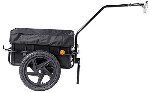 YIZISECCE Remorque de vélo pour le transport, construction stable avec boîte de rangement amovible, roues gonflables, lampe de sécurité, cadre pliable
