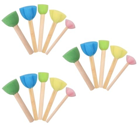 ibasenice Tampons Éponge à Peindre pour Garçon et Filles, Kit DIY de 15 Tampons Tête de Champignon, Peinture Créative et Dessin Animé, Outil D’Artisanat Éducatif pour Éveil Artistique