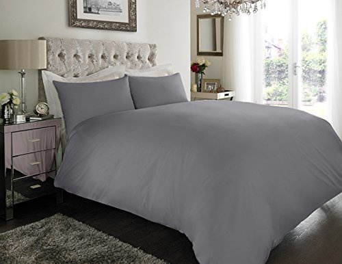 Sapphire Collection 100% Egyptian Cotton 200 Thread Count Duvet Cover With Pillow Case Bedding Set (Grey, King)