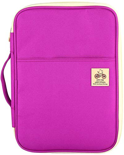 JAKAGO A4 Document Case,Multi-Pocket Document Bag,A4 Zip Portfolio, Professional Document Holder Suitable for Office,Business Trip,Travel,Conference,Interview,Holiday(Purple)