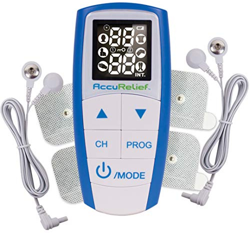 AccuRelief Complete 3-in-1 TENS Unit, EMS, Massager Device - Pain Relief Electric Muscle Stimulator with 4 Electrodes for Neck, Back, and Full Body
