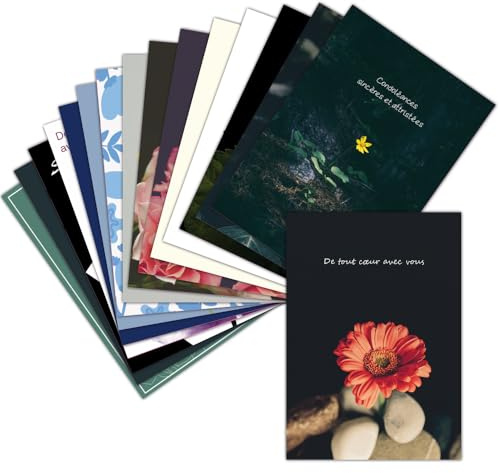 MERCI-FACTEUR.COM Carte Condoléances Fleurs - 16 Cartes Différentes - Format Carte Postale (3 Formats Dispos) - Belle Carte