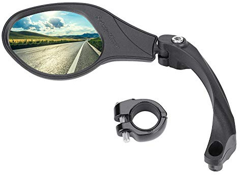 Specchio posteriore in bici, specchio posteriore specchio in bici in acciaio regolabile specchio girevole a 360 gradi Spessore posteriore per bici da strada da 22,2 mm Handlebar sinistro (a