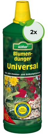 Allflor Blumendünger Universal Flüssigdünger I 2 x 1 L I Flüssiger Spezialdünger in der 1L Flasche I Flüssig-Dünger mit besonderer Nährstoff-Kombination für alle Zimmer- und Balkonpflanzen