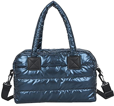 AZURAOKEY Bolsa acolchada de algodón acolchado para mujer, bolsa de hombro acolchada de invierno, Verde
