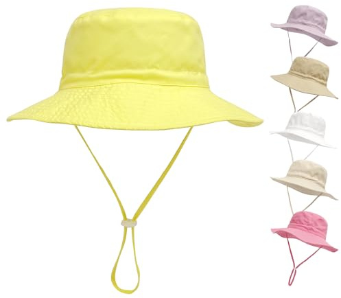 QIYIENDIAN Baby Sonnenhut breite Krempe Strandhüte Eimer Hut für Säugling Kleinkind und Kinder UPF 50+(Yellow,2-6 Years)