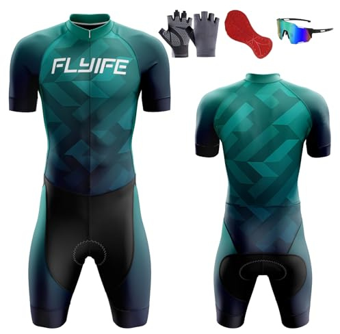 2024 Nuovi Tuta da Triathlon a Maniche Corte da Uomo, Ciclismo Body Skinsuit All'aperto Sportswear Abbigliamento Triathlon with Gel Pad per Nuoto/Corsa/Ciclismo (TYP-5,L)