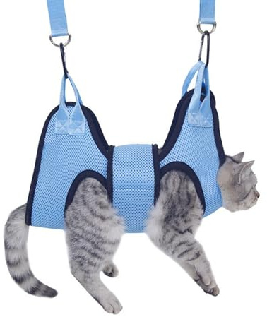 WJnflQN Arnés de Aseo para Gatos, Soporte de sujeción para Gatos, cómoda Hamaca para Gatos, Soporte de sujeción Transpirable con Correa de Seguridad para Perros y Gatos