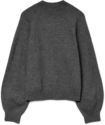 VERO MODA VMLEAF - Maglione in Maglia Senza Lacci, Grigio Scuro Melange, M, Melange Grigio Scuro., M