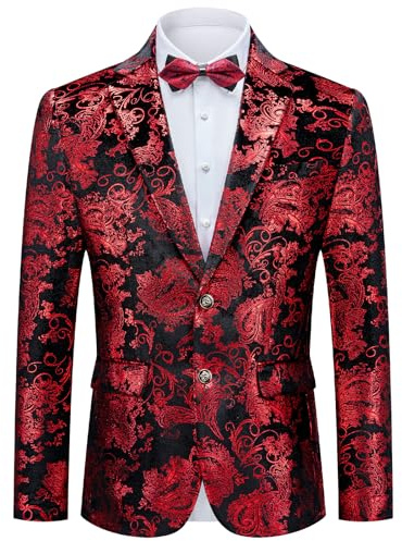 Autsel Blazer för män med paljetter party casual smoking jacka smal passform för kvällskostymjacka mode