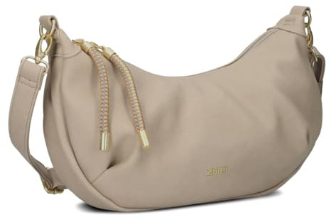 Zwei Moon Bag Lola LO70 elegante Halbmondtasche (4 Liter) Schultertasche mit verstellbarem Gurt, 2 Mesh-Innenfächer, herausnehmbarer Schlüsselanhänger, vielseitige Damen Trend-Tasche (sand)