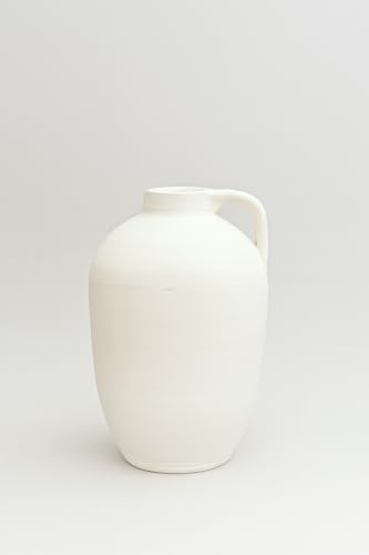 Garden Center Shop | Ánfora Menorca de cerámica 26 cm | Jarrón Decorativo Artesanal | Hecho a Mano con Barro Natural | Estilo mediterráneo para Interior y Exterior