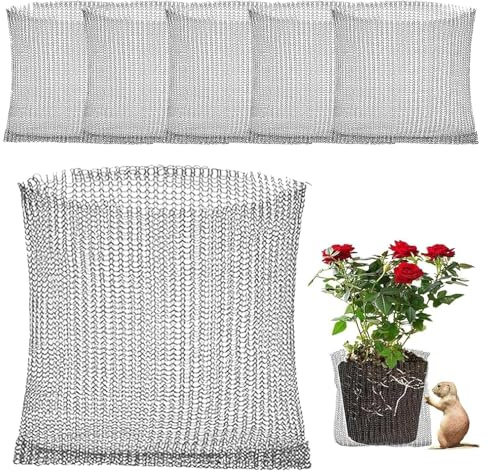 Tkxjry 6 Piezas Cesta De Protección De Raíces De Plantas, 25 * 23cm Bolsa de Malla para Raices Protección contra Raíces, Bolsa de Malla Metálica, para Proteger Las Raíces de Arboles Flores Verduras