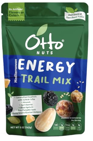 Otto Nuts - Mediterranean Energy Trail Mix, NON-GMO, Plant-Based Protein Dried Fruits & Nuts | 5 OZ with Resealable Bag