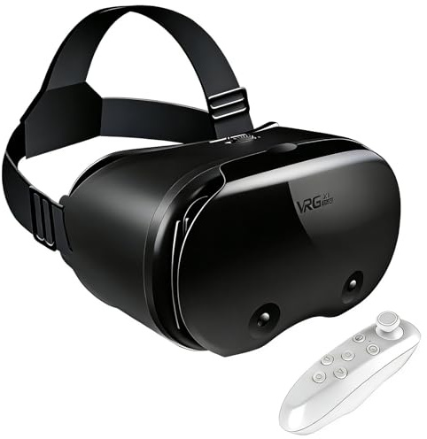 3D VR Headset, Virtual Reality 3D VR Glasses, Anti-Blue Light Adjustable 3D Headset Helmets for iPhone or Android Compatible with 5.0” to 7.0” inch with Controller
