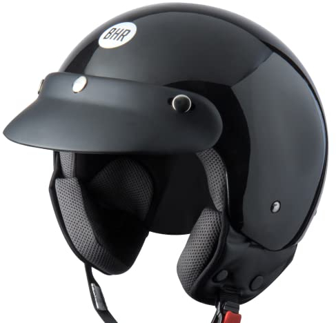 BHR Demi-Jet Helm 803 Simply, Praktischer Rollerhelm mit ECE-Zulassung, Motorrad-Jet-Helm mit abnehmbarem Gesichtspolster, SCHWARZ METALLIC, XS