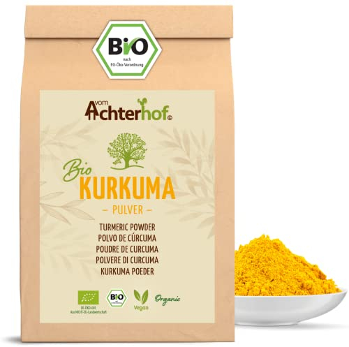 Kurkuma Pulver Bio 500g | fein gemahlene Kurkumawurzel in Bio-Qualität | Ideal zur Zubereitung einer Goldenen Milch, als Zugabe in Tee, asiatischen Gerichten, würzigen Suppen & Co | vom Achterhof