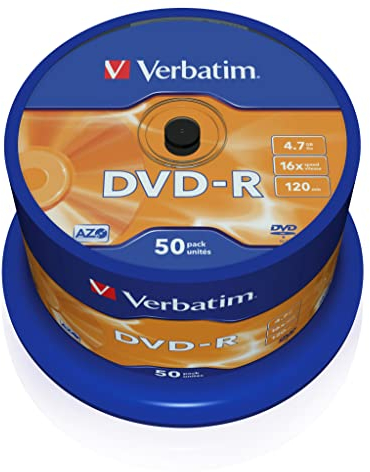 Verbatim VE43548 - DVD-R vírgenes (50 unidades), color plateado