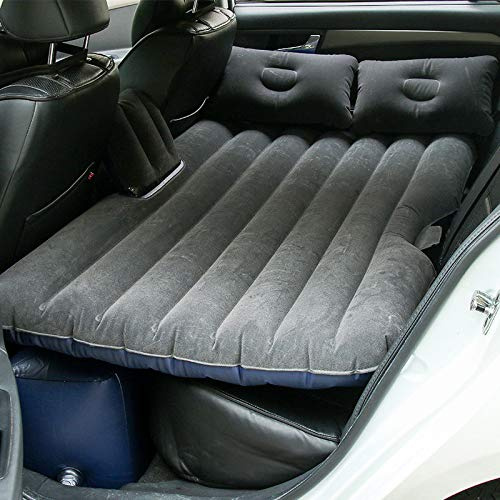 Sinbide - Materasso gonfiabile per auto, pieghevole, multifunzione, 3 colori + 2 cuscini + pompa, Nero
