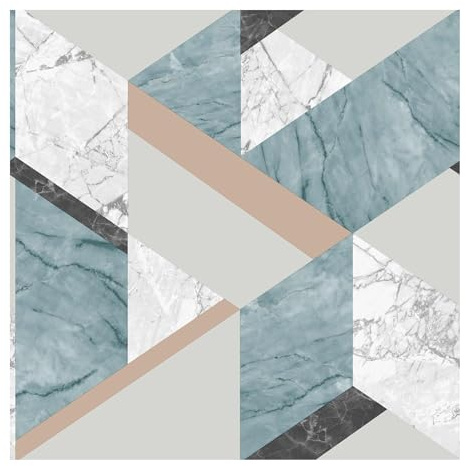 Fresco Jade/Rose Gold Marblesque Geometric Metallic Wallpaper