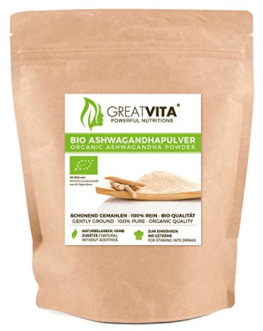 GreatVita Bio Ashwagandha Pulver, 400g, ohne Zusätze