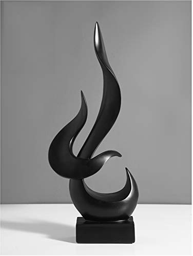Pevfeciy Modern Abstract Sculpture Black Flame Statue Minimalist Ornaments Elegant Home Decor Accessories for Living room TV Stand Office Shelf, H-40cm