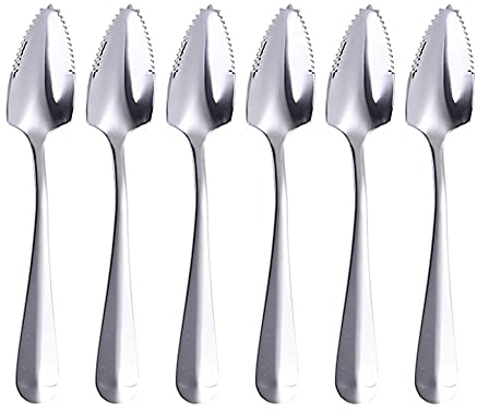 Whefory Grapefruit-Löffel aus Edelstahl für Zitrusfrüchte, magisches Spiegel-Finish, gezackte Grapefruitlöffel, Wassermelonen-Dessertlöffel, 6er-Set