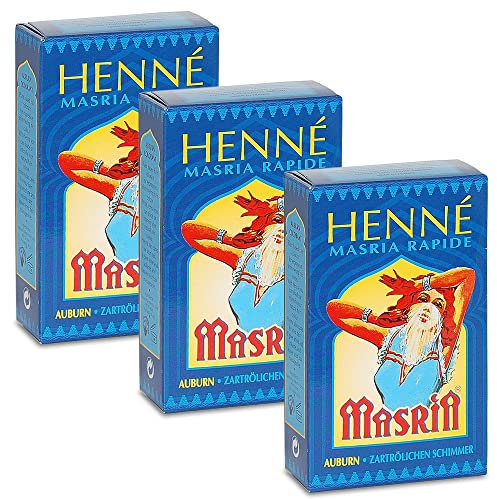 Natsabe Henne Rapido Auburn - 3x90g - Hennè, Tinte e Colorante per Capelli a Base Vegetale