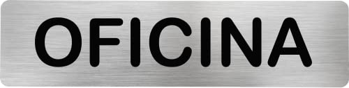 MovilCom® - Señal de acero inoxidable OFICINA | Placa puerta INOX | Señal informativa | Cartel Puerta 200X50mm