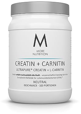 MORE Creatin + Carnitin, 500g, Natural, Kreatin Monohydrat Pulver
