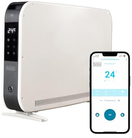 BLACK+DECKER 2.2KW Smart Convection Turbo Heater, 3 Heat Settings, Adjustable Thermostat, 24 Hour Timer, Digital Display, White, BXCV41014GB