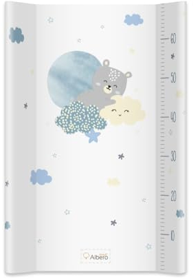 Albero Mio Hartschalenwickeltisch | 70x47 cm | Wickeltisch für Kinderbett oder Kommode | Wickeltisch mit Sicherheitsfüßen | Babywickeltisch | Jungen- und Mädchenauflagen | Teddybär