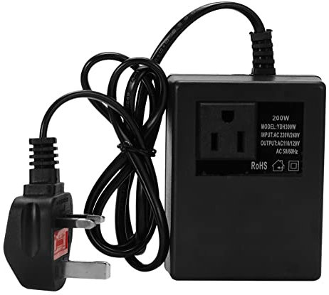 220V To 110V Converter, Step Down Transformer 220v to 110v 200W Portable Copper Voltage Converter High Conductivity 50/60Hz Travel Adapter UK Plug, Step Down Transformer 220V To 110V
