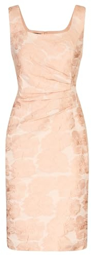 APART Jacquard Etuikleid mit glänzenden Blüten mit Faltendrapierung, Rose, 44