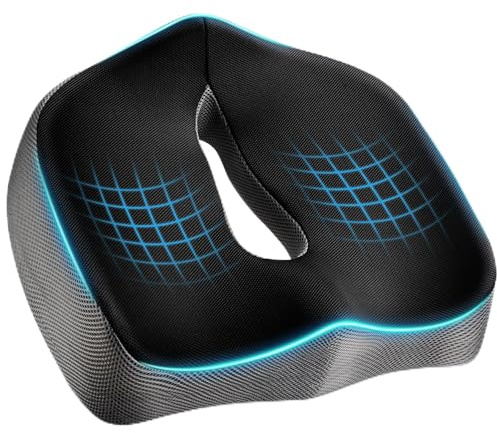 POOTACK Seat Cushions - Memory Foam Office Chair Cushion with Supportive Design, Non-Slip Car Seat Cushion Pad for Long Sitting, Gaming, Travel and Home Use