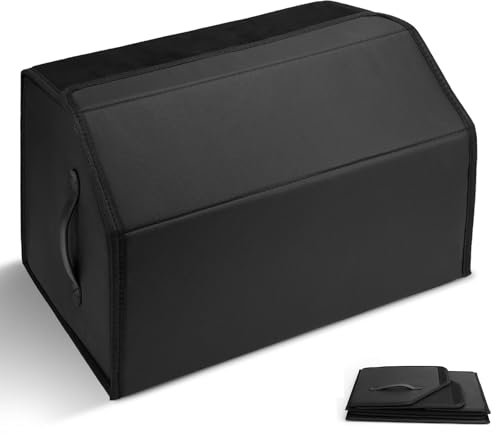 FAELNK Contenitore per Bagagliaio Auto Organizer per Bagagliaio Auto Impermeabile Scatola Portaoggetti Pieghevole in Pelle per SUV Berlina, con Scomparti | 45x30x28cm