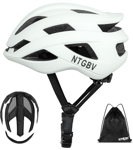 NTGBV Adult Bike Helmet for Men/Women with Helmet Bag 2 Removable Moisture-Wicking Liners Adjustable Dial Comfort Fit Lightweight Shockproof CPSC 1203 Safety Certified for Road-Ready/Urban-Commute/MTB