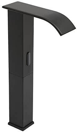 Grifo de lavabo con sensor infrarrojo automático, grifo sin contacto, grifo de baño con mangueras largas de 27,5 pulgadas, grifos mezcladores de baño con una sola manija, grifo redondo de cocina negro