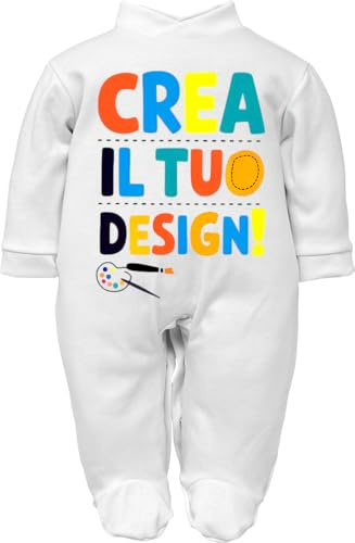 Corredino Neonato Tutina Personalizzabile in Cotone o caldo cotone nelle taglie da 0 a 9 Mesi, tutina personalizzata con Foto e frasi a colori, Made in Italy con assitenza