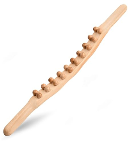 Guasha Bâton de Massage en Bois 20 perles Bois Grattage du Corps Bâton de Drainage Lymphatique, Masseur Bois Thérapie Outils de Massage pour les le Cou le Dos et Jambes, Guasha Wooden Massage Stick