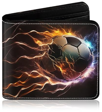 Ruispeed Boys' Wallet Cool Bifold Wallet with Football Design RFID Protection ID Window and Coin Compartment Ideal as Birthday or Gift for Boys Aged 8-15