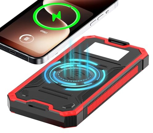 Batterie Externe Solaire - Ports USB avec Lampe De Poche | Chargement sans Fil Pack Batterie Solaire | pour Road Trip Pêche Randonnée Camping Randonnée Pédestre Voyage Festival De Musique
