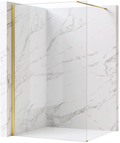 Rea - duschvägg Flexi Brown 130 rökfärgat brunt glas 8 mm, Gold, 120X130X195CM